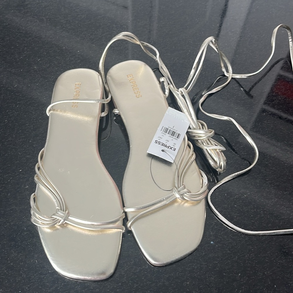 Express Metallic Gold Tie-Up Gladiator Sandals Size 7